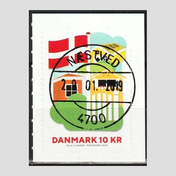 FRIMRKER DANMARK | 2019 - AFA 1954 - 800-ret for Dannebrog. - 10,00 kr. flerfarvet - Pragt Stemplet Nstved