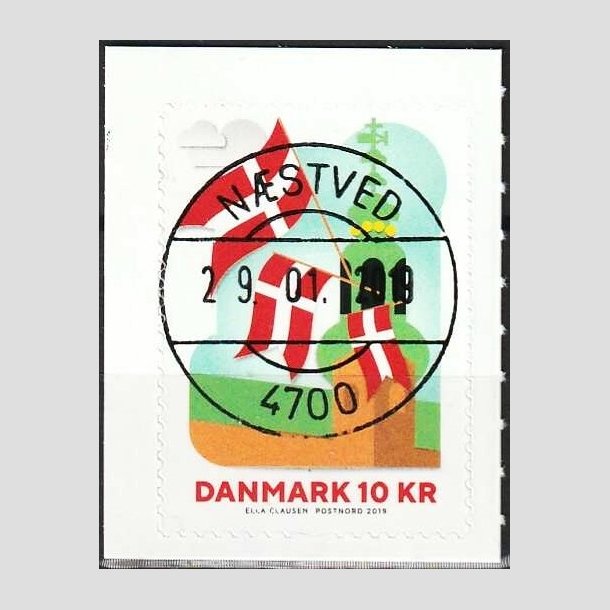 FRIMRKER DANMARK | 2019 - AFA 1950 - 800-ret for Dannebrog. - 10,00 kr. flerfarvet - Pragt Stemplet Nstved