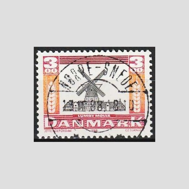 FRIMRKER DANMARK | 1988 - AFA 919 - Gamle mller - 3,00 Kr. rd/orange/sort - Lux Stemplet Nrre-Snede