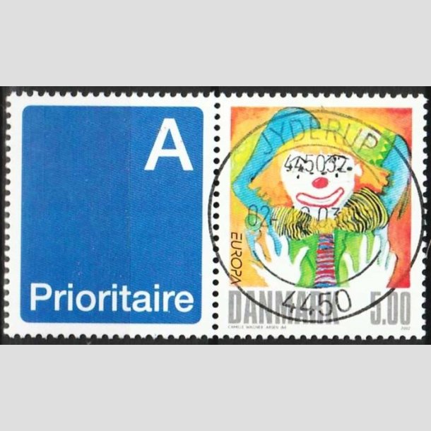 FRIMRKER DANMARK | 2002 - AFA 1320v - Cirkus - 5,00 Kr. flerfarvet + vignet - Pragt Stemplet Jyderup