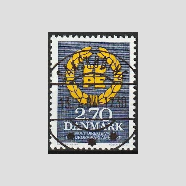 FRIMRKER DANMARK | 1984 - AFA 801 - Europaparlamentet - 2,70 Kr. blgr/gul - Lux Stemplet Sakskbing (Pragtmrke)