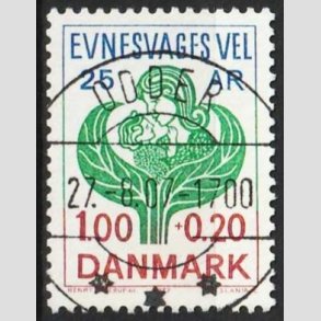 FRIMRKER DANMARK | 1977 - AFA 633 - Evnesvages vel - 1,00 + 0,20 Kr. bl/grn/rd - Lux Stemplet Odder