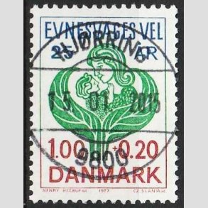 FRIMRKER DANMARK | 1977 - AFA 633 - Evnesvages vel - 1,00 + 0,20 Kr. bl/grn/rd - Lux Stemplet Hjrring