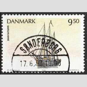 FRIMRKER DANMARK | 1993 - AFA 1048 - Sejlskibe - 9,50 Kr. flerfarvet - Pragt Stemplet Snderborg