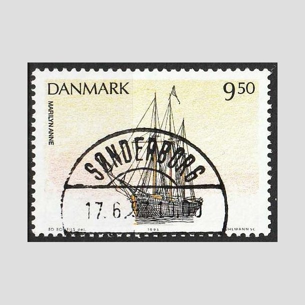 FRIMRKER DANMARK | 1993 - AFA 1048 - Sejlskibe - 9,50 Kr. flerfarvet - Pragt Stemplet Snderborg