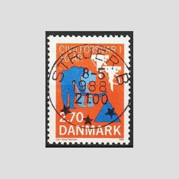 FRIMRKER DANMARK | 1988 - AFA 908 - Civilforsvaret 50 r. - 2,70 Kr. orange/bl - Lux Stemplet Struer