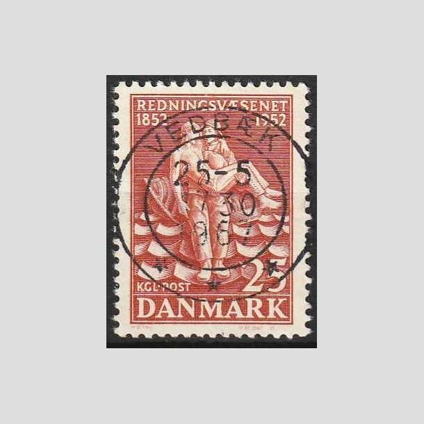 FRIMRKER DANMARK | 1952 - AFA 334 - Redningsvsnet 100 r - 25 re brunrd - Pragt Stemplet Vedbk