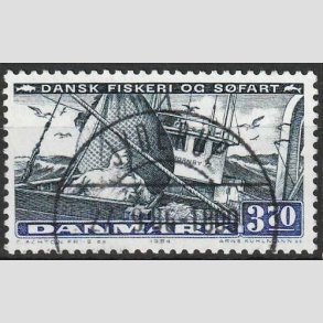 FRIMRKER DANMARK | 1984 - AFA 812 - Fiskeri og sfart - 3,70 Kr. sortbl/brkbl - Pragt Stemplet Jyderup