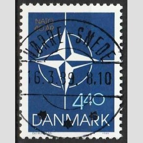 FRIMRKER DANMARK | 1989 - AFA 934 - Danmark i NATO 40 r. - 4,40 Kr. flerfarvet - Lux Stemplet Nrre-Snede (Pragtmrke)
