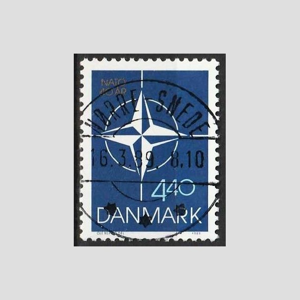 FRIMRKER DANMARK | 1989 - AFA 934 - Danmark i NATO 40 r. - 4,40 Kr. flerfarvet - Lux Stemplet Nrre-Snede (Pragtmrke)