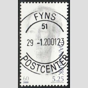 FRIMRKER DANMARK | 2000 - AFA 1240 - Droning Margrethe 60 r - 5,25 Kr. bl/gr - Pragt Stemplet 