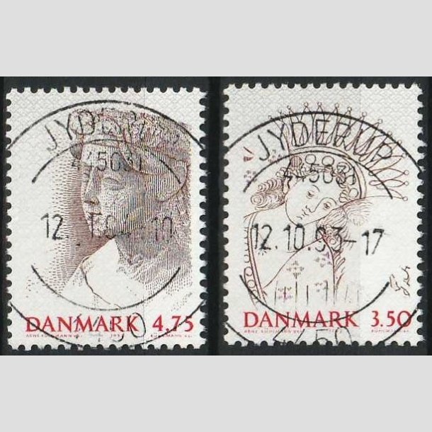 FRIMRKER DANMARK | 1992 - AFA 1011-12 - Nordia 94 - 3,50 + 4,75 Kr. brun/rd/gr - Pragt Stemplet Jyderup