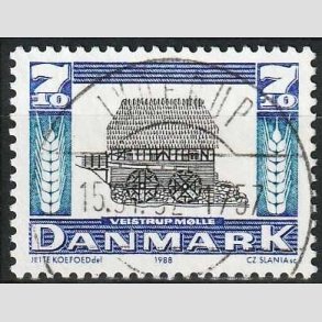 FRIMRKER DANMARK | 1988 - AFA 920 - Gamle mller - 7,10 Kr. mrkbl/bl/sort - Pragt Stemplet Jyderup