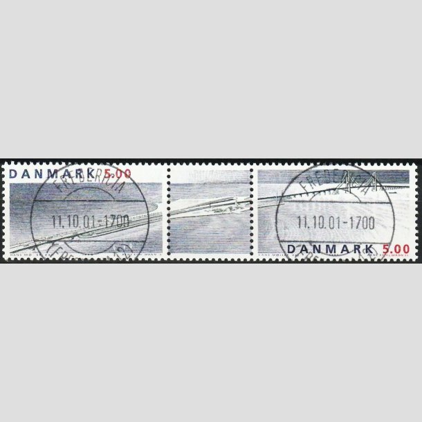 FRIMRKER DANMARK | 1998 - AFA 1174-75 - Sammentryk med vignet - 5,00 + 5,00 Kr. flerfarvet - Lux Stemplet Fredericia