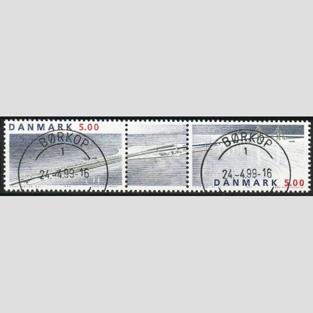 FRIMRKER DANMARK | 1998 - AFA 1174-75 - Sammentryk med vignet - 5,00 + 5,00 Kr. flerfarvet - Lux Stemplet Brkop