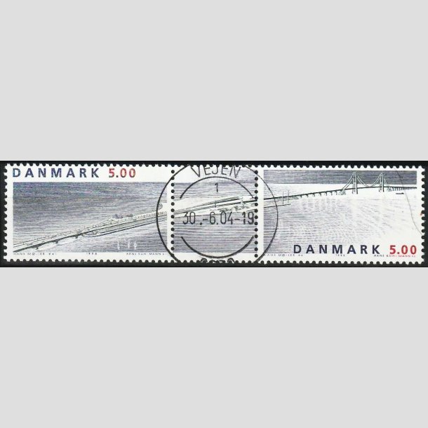 FRIMRKER DANMARK | 1998 - AFA 1174-75 - Sammentryk med vignet - 5,00 + 5,00 Kr. flerfarvet - Lux Stemplet Vejen