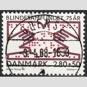 FRIMRKER DANMARK | 1986 - AFA 853 - Dansk Blindesamfund 75 r. - 2,80 Kr. + 50 re flerfarvet - Lux Stemplet