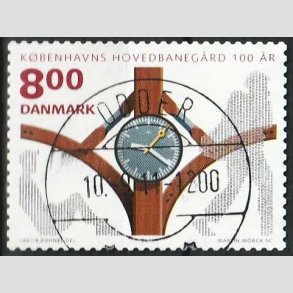 FRIMRKER DANMARK | 2011 - AFA 1676 - KBH Hovedbanegrd 100 r - 8,00 Kr. flerfarvet - Lux Stemplet Odder