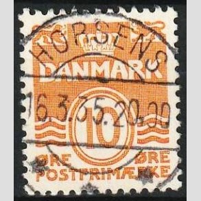 FRIM�RKER DANMARK | 1933 - AFA 202 - B�lgelinie 10 �re orange type IA - Lux Stemplet Horsens