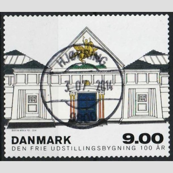 FRIMRKER DANMARK | 2014 - AFA 1787 - Den Frie Udstillingsbygning 100 r. - 9,00 kr. flerfarvet - Pragt Stemplet Hjrring