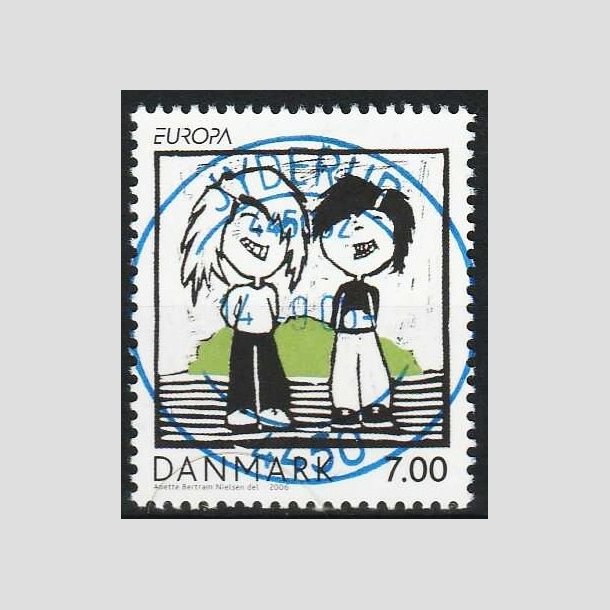 FRIMRKER DANMARK | 2006 - AFA 1483 - Europamrker brn/unge - 7,00 Kr. flerfarvet - Pragt Stemplet Jyderup (bl stempel)