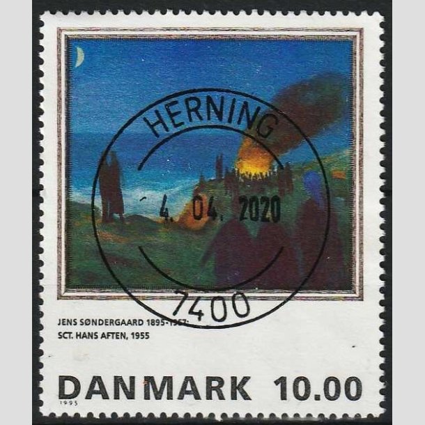 FRIMRKER DANMARK | 1995 - AFA 1099 - Maleriserie 8. - 10,00 Kr. Jens Sndergaard - Pragt Stemplet Herning