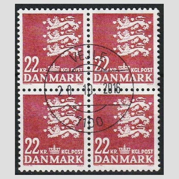FRIMRKER DANMARK | 1987 - AFA 876 - Rigsvben 22 kr. matrd i 4-blok - Lux Stemplet Vejle