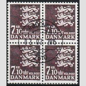 FRIMRKER DANMARK | 1988 - AFA 901 - Rigsvben - 7,10 Kr. mrklilla i 4-blok - Lux stemplet