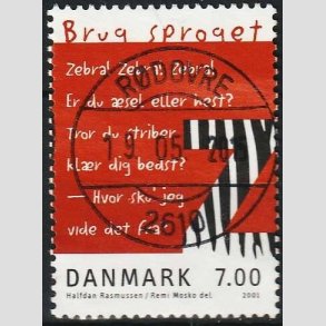 FRIMRKER DANMARK | 2001 - AFA 1282 - Brug sproget - 7,00 Kr. flerfarvet - Pragt Stemplet