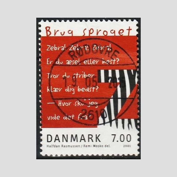 FRIMRKER DANMARK | 2001 - AFA 1282 - Brug sproget - 7,00 Kr. flerfarvet - Pragt Stemplet