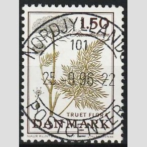 FRIMRKER DANMARK | 1977 - AFA 650 - Truet flora - 1,50 Kr. lysgrn/brun - Pragt Stemplet 