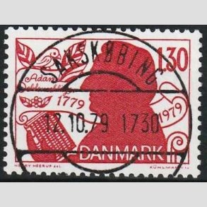 FRIMRKER DANMARK | 1979 - AFA 690 - Adam Oehlenschlger - 1,30 Kr. rd - Lux Stemplet Sakskbing