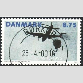 FRIMRKER DANMARK | 1995 - AFA 1093 - 50 ret for befrielsen - 8,75 Kr. flerfarvet - Pragt Stemplet Brkop