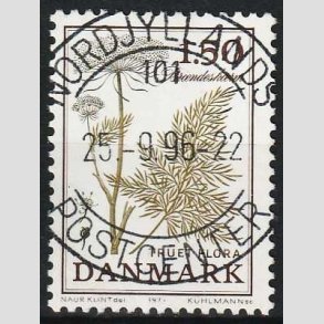 FRIMRKER DANMARK | 1977 - AFA 650 - Truet flora - 1,50 Kr. lysgrn/brun - Pragt Stemplet 