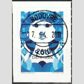 FRIM�RKER DANMARK | 2018 - AFA 1925 - Bj�rn Wiinblad - 9,00 kr. flerfarvet - Pragt Stemplet 