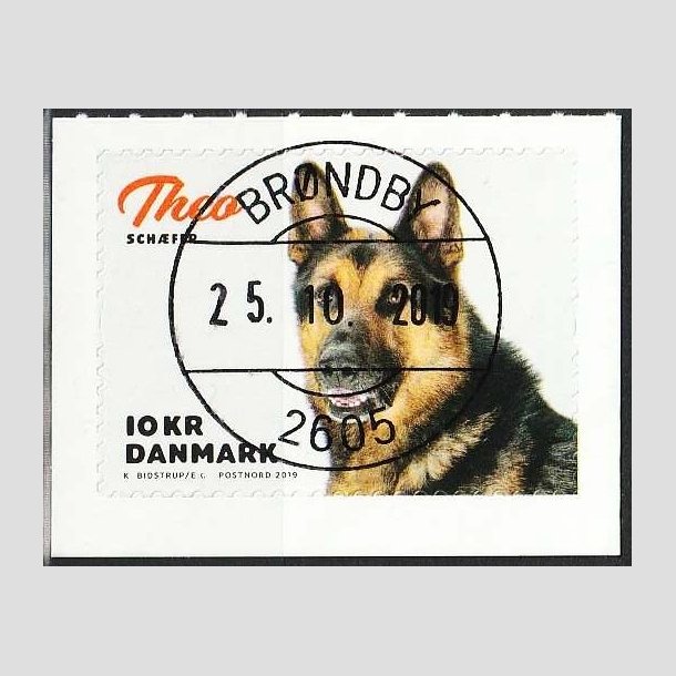 FRIMRKER DANMARK | 2019 - AFA 1977 - Min hund. - 10,00 kr. flerfarvet - Pragt Stemplet 