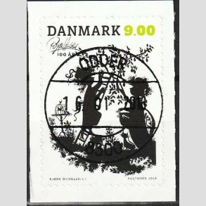 FRIM�RKER DANMARK | 2018 - AFA 1924 - Bj�rn Wiinblad - 9,00 kr. flerfarvet - Pragt Stemplet 