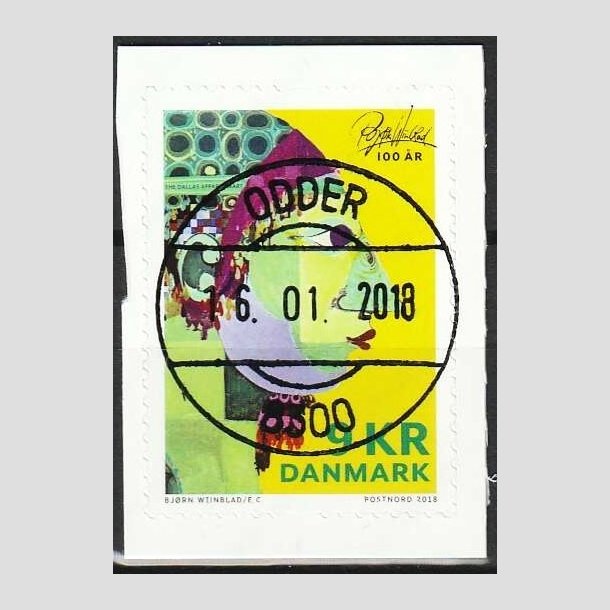 FRIMRKER DANMARK | 2018 - AFA 1923 - Bjrn Wiinblad - 9,00 kr. flerfarvet p klip - Pragt Stemplet 