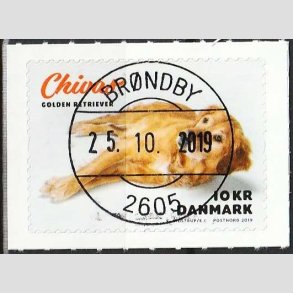 FRIM�RKER DANMARK | 2019 - AFA 1974 - Min hund. - 10,00 kr. flerfarvet - Pragt Stemplet 