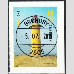 FRIM�RKER DANMARK | 2019 - AFA 1969 - Fyrt�rne - 10,00 Kr. flerfarvet - Pragt Stemplet 