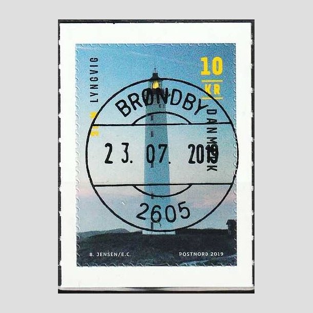 FRIMRKER DANMARK | 2019 - AFA 1966 - Fyrtrne - 10,00 Kr. flerfarvet - Pragt Stemplet 