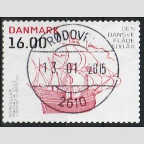 FRIMRKER DANMARK | 2010 - AFA 1624E - Danske flde 500 r - 16,00 Kr. flerfarvet - Pragt Stemplet 