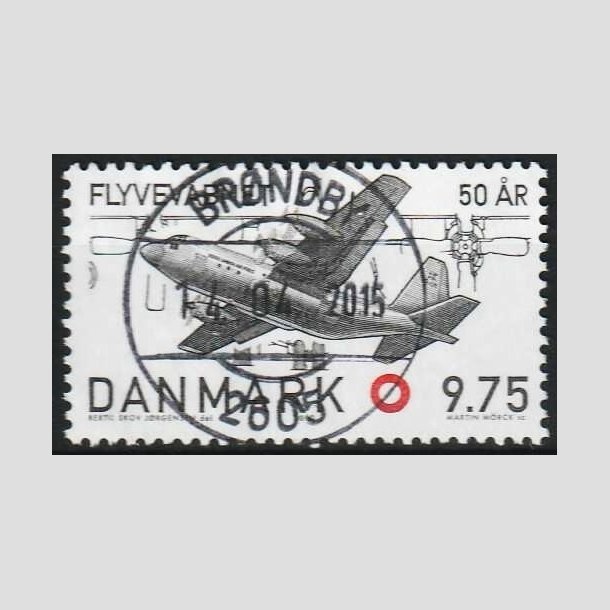 FRIMRKER DANMARK | 2000 - AFA 1264 - Flyvevbnet 50 r. - 9,75 Kr. sort/rd - Pragt Stemplet