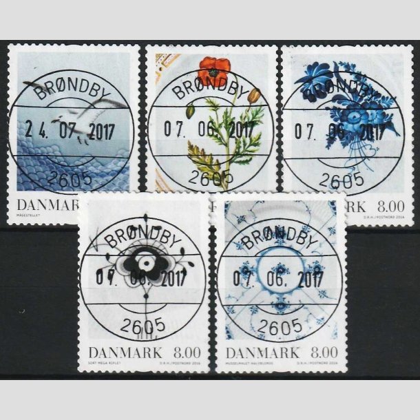 FRIMRKER DANMARK | 2016 - AFA 1870-74 - Dansk porceln - 5 x 8,00 Kr. i komplet luxst - Lux Stemplet 