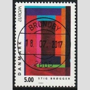 FRIMRKER DANMARK | 1993 - AFA 1042 - Nutidskunst - 5,00 Kr. flerfarvet - Pragt Stemplet