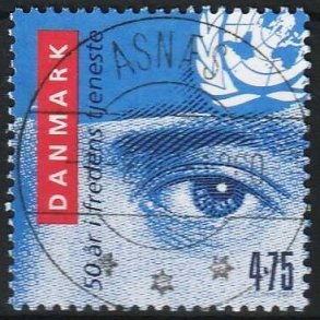 FRIM�RKER DANMARK | 2007 - AFA 1500 - Danske FN soldater i 50 �r. - 4,75 Kr. flerfarvet - Lux Stemplet Asn�s