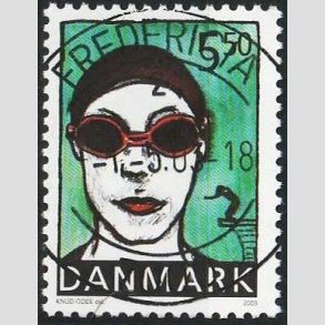 FRIM�RKER DANMARK | 2002 - AFA 1343 - Sport og ungdom - 5,50 Kr. Sv�mning - Lux Stemplet Fredericia