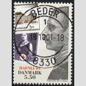 FRIMRKER DANMARK | 2001 - AFA 1296 - HAFNIA 01 UDSTILLING - 5,50 Kr. flerfarvet - Pragt Stemplet Beder