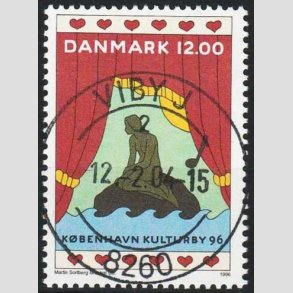 FRIM�RKER DANMARK | 1996 - AFA 1110 - K�benhavn Kulturby 96 - 12,00 Kr. flerfarvet - Pragt Stemplet Viby J.