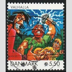 FRIMRKER DANMARK | 2002 - AFA 1308 - Danske tegneserier - 5,50 Kr. Valhalla - Pragt Stemplet Vanlse